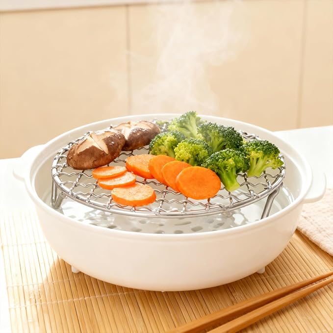 Cooling Rack 5 Inch Round Stainless Steel - Multi-Use Wire Rack for Cooking, Baking, Cookie Cooling, Steaming & BBQ - Sturdy 20mm Legs for Even Airflow, Durable Versatile Kitchen Tool for Home Bakers
