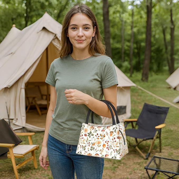 Tender Horse and Foal Forest Scene Lunch Box for Women Girls Adults Insulated Green Meadow Animal Lunch Bag for Work Picnic Camping Travel Gifts Cooler Thermal Large Capacity Reusable Tote Makeup Bags