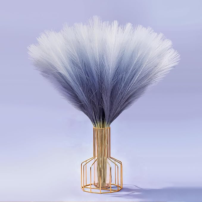 TORONTOKYO Navy Blue Pampas Grass Decor, 50Pcs 21.6 inch Artificial Faux Pompas Grass Small Fluffy Arrangement for Wedding Boho Home Decor Vase Filler