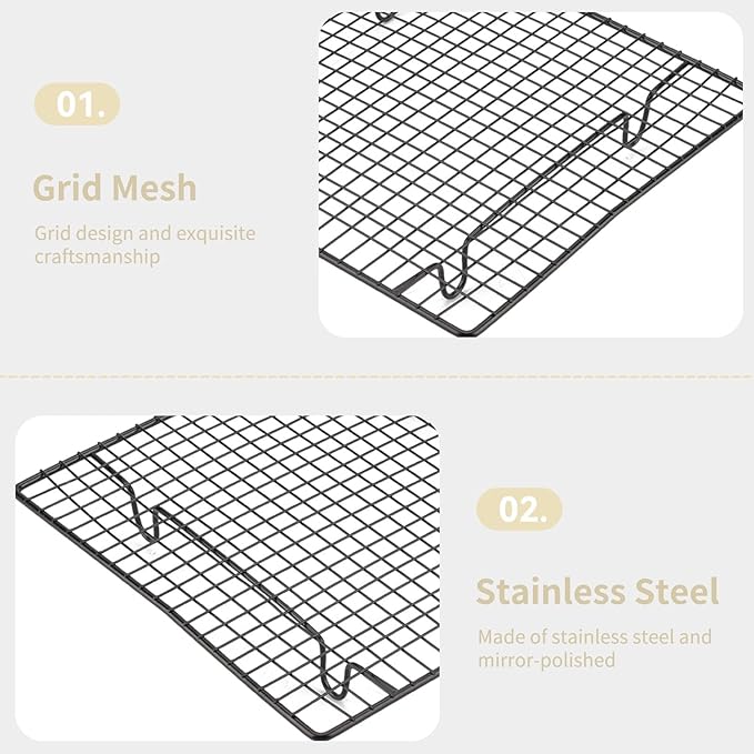 Cooling Rack For Baking, Metal Kitchen Baking Cooling Rack Stainless Steel Wire Cookie Rack Wire Cooling Rack for Cake, Biscuit, Bread 26x23x2.5cm