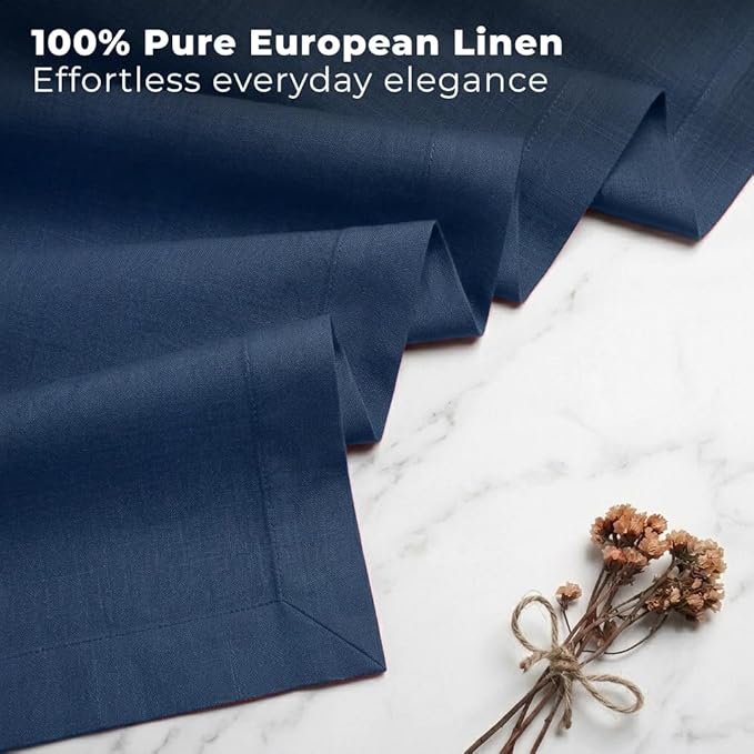 Classic Linen™ by D'Moksha Navy Blue Table Runner 120 Inches Long, 100% Pure Linen, 14 x 120 Inch Table Runner for Dresser, Dining- Summer, Father's & Independence Day