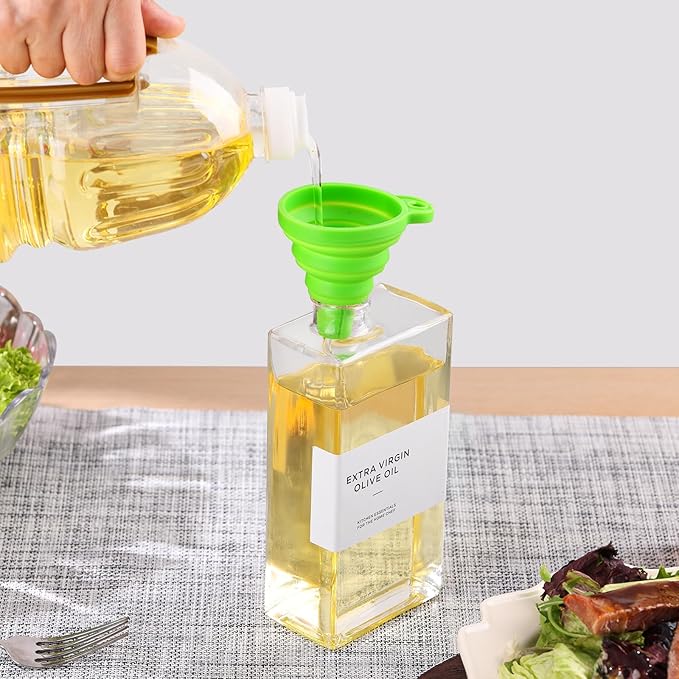 Olive Oil Dispenser Bottle for Kitchen, 3 Pack Glass Oil and Vinegar Dispenser Set, Elegant Design, Durable, Leak-Proof, Easy-Pour Spouts, Perfect for Kitchen, Dining Table, 17oz Golden