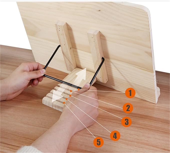 Kitchen Recipe Holder Wooden Bookshelf Adjustable Angle Reading Shelf Suitable for Textbooks, Cookbooks Tablets(33cm)
