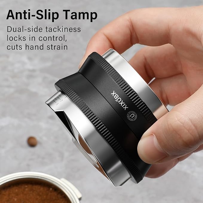 XIXUBX 58mm Espresso Tamper, Coffee Distributor and Tamper 304 Stainless Steel, Adjustable Depth Distribution Tool Professional Espresso Leveler Barista Tools Fits 58mm Portafilter