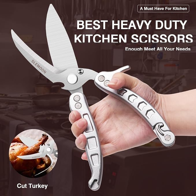 Heavy Duty Kitchen Poultry Shears Silver,2pcs set