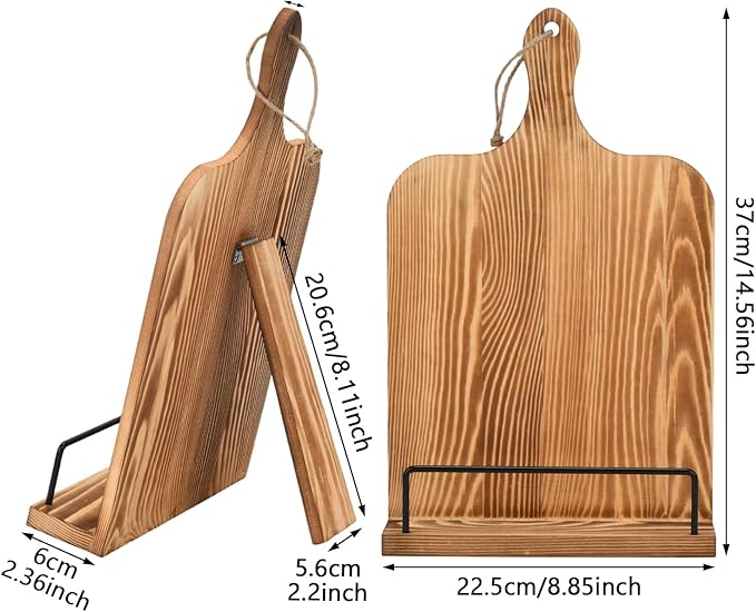 Cookbook Stand, Adjustable Recipe Book Holder Foldable Cook Book Holder for Kitchen Counter Large Wooden Stand for Cookbook Tablets iPad (Style A)