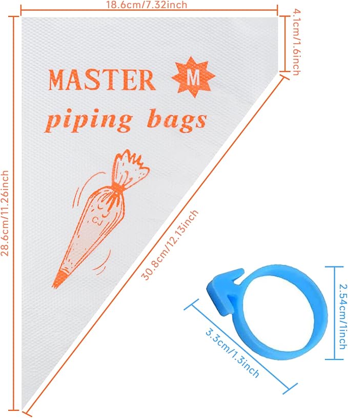 LABOTA Piping Bags Disposable,200PCS 12 Inch Pastry Bags,Icing Bags, for Cake Decorating