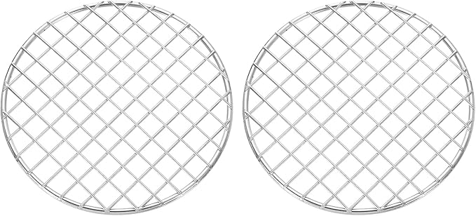 uxcell 2 Pcs Round Cooking Rack, Dia 6.5 Inch Stainless Steel Grill Grate Cross Wire Barbecue Grill for Cooking Baking Air Fryer Racks, Silver