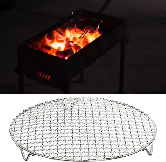 Round BBQ Grill Rack Cooling Rack 304 Stainless Steel Heavy Duty Wire Racks with Feet for Baking Cooking Grilling Fits Air Fryer Pressure Cooker Stockpot Round Cake Pan (15 Inch)