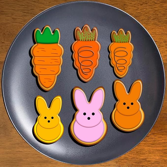 18 Pieces Easter Cookie Cutter Set - Bunny, Bunny Face, Rabbit, Egg, Chick, Carrot - Stainless Steel Easter Cookie Cutters - Large Cookie Cutters for Spring Holiday Baking