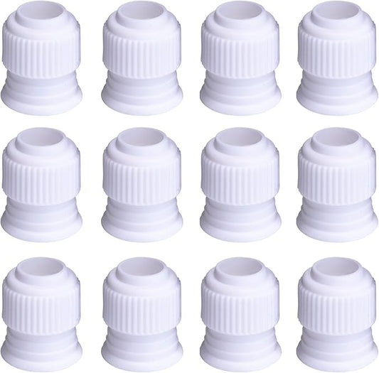 Shappy 12 Pieces Coupler Piping Bag Plastic Standard Couplers Cake Decorating Pipe Tip for Frosting Icing Nozzles (1.2 x 1 Inch)