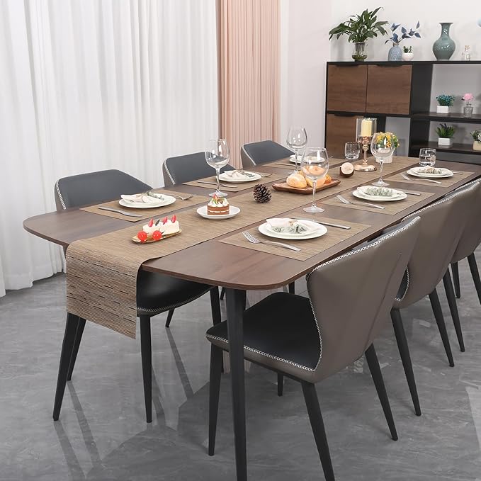 Myir JUN Placemats Set of 10, Vinyl Woven Placemats Place Mats Indoor Set of 10 Washable Table Mats Non-Slip Place mats for Dining Table (Light Brown)