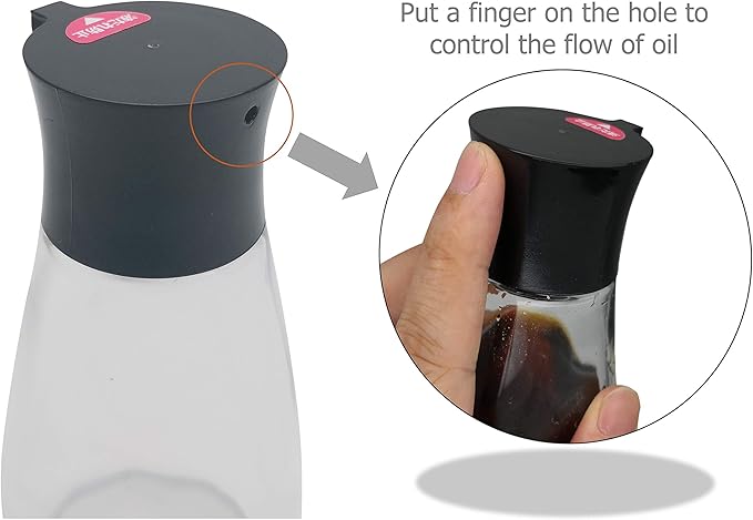 EIKS Excelity Cruet Dispenser Set for Olive Oil Vinegar Soy Sauce with Elegant Glass Bottle Kitchen Cooking Barbecue Tool