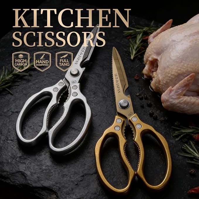 Kitchen Scissors Set, All Purpose Kitchen Shears for Food, Japanese Heavy Duty Poultry Shear Dishwasher Safe Food Scissor, Meat Cutting Scissors Chicken Shears, Gifts for Men Women