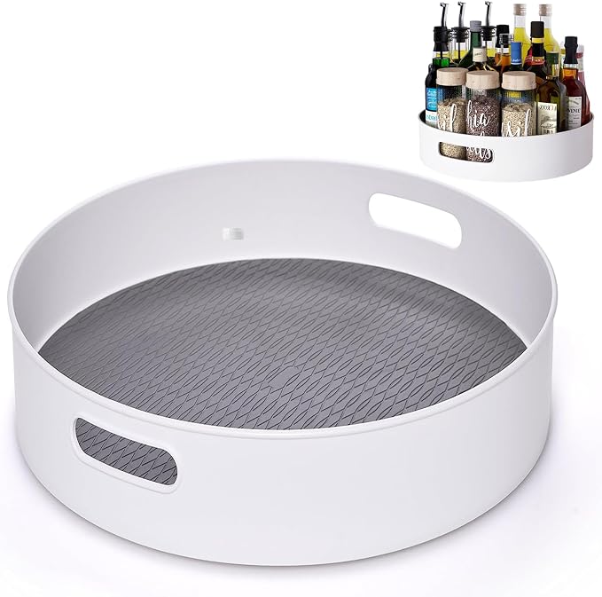 Lazy Susan Turntable 11.8 in 360 ° Rotates Multipurpose Round Turntable for Cabinet, Pantry, Kitchen, Countertop, Fridge, Bathroom Organizer (Large)