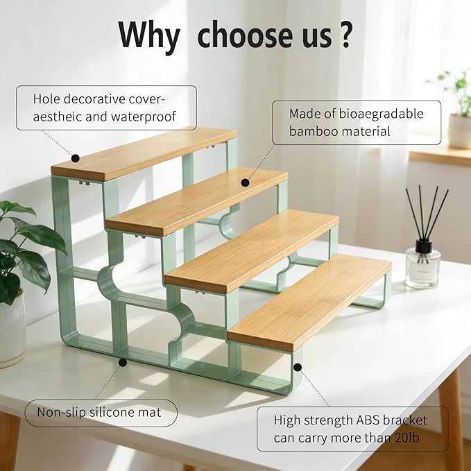 Perfume Organizer for Women,4 Tier Cologne stand for Skincare, Vanity Organizer for Makeup,Bathroom Counter Organizers and Storage,Bamboo Display Shelf (Width=11.2")