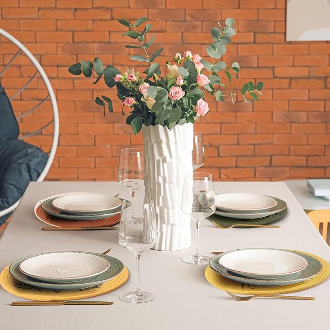 13 Inch Farmhouse Round Placemat Set of 6 Cotton Circle Cloth Placemats Boho Woven Table Place Mats for House Warming Gifts New Home Supplies(Orange,Cotton)