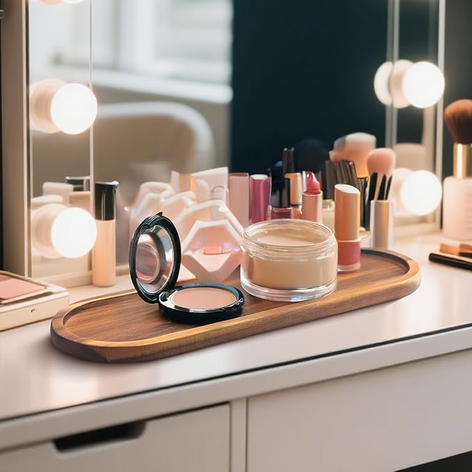 Wooden Decorative Trays 1PCS Farmhouse Wood Tray Bathroom Vanity Bathroom Counter Wood Trays Home Rustic Decor Trays, Bathroom Tray Countertop, Wooden Trays for Decor Vanity Trays