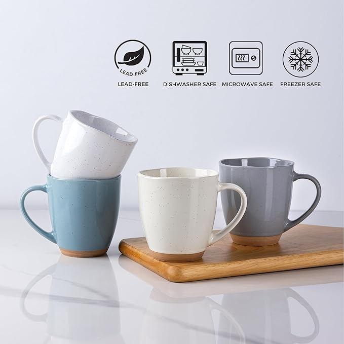 AmorArc 12oz Coffee Mugs, Ceramic Coffee Mugs set of 4 for Man, Woman, Dad, Mom, Modern Coffee Mugs with handle for Latte/Cappuccino/Milk/Cocoa. Dishwasher&Microwave Safe,Multi-Color