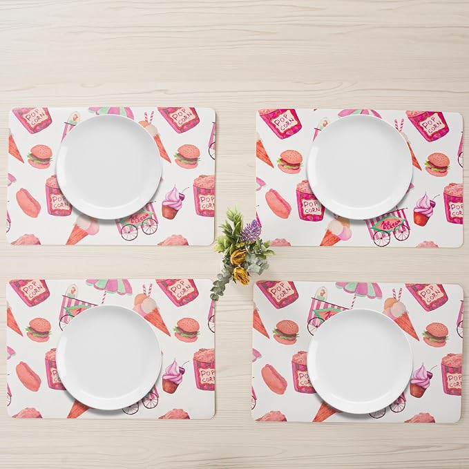 Placemats Set of 4-Waterproof Heat Resistant Non-Slip Washable Table Mats for Dining Table,12 x 18 inch Fun