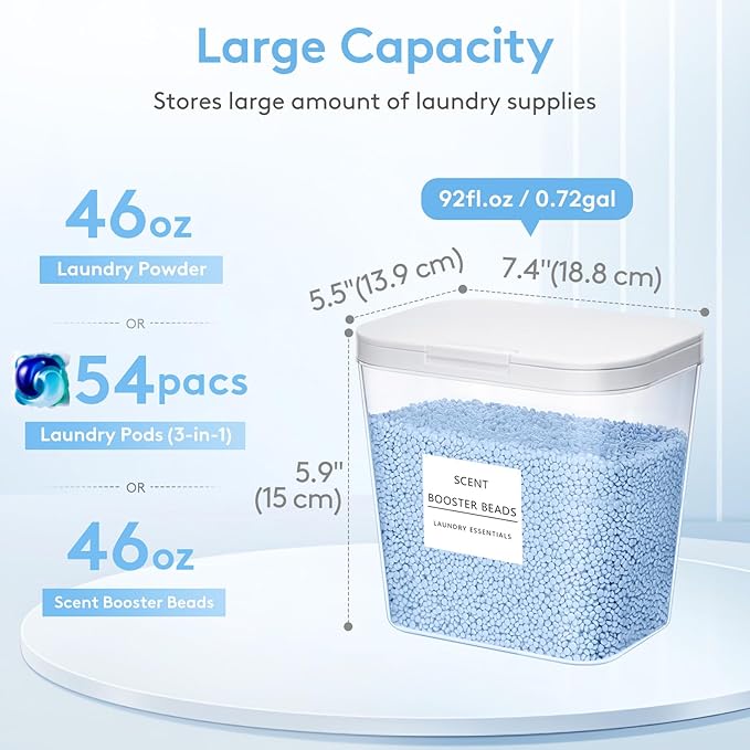 Lifewit Laundry Pods Container with Pop-up Lid, Laundry Room Organization, Dryer Sheet Holder for Washing Powder Scent Booster Beads, 2700 ml/0.72gal,2 Pcs