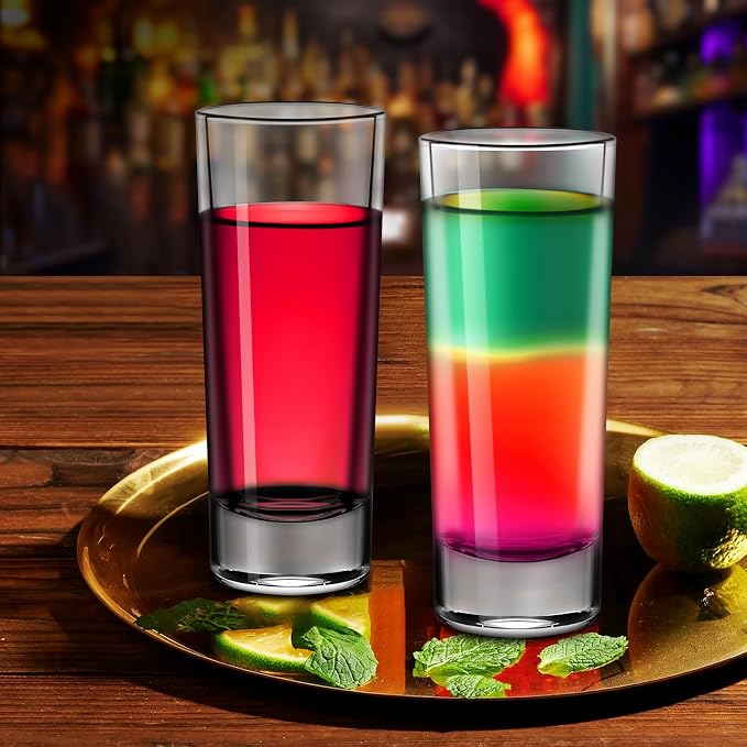 2 Ounce Shot Glasses Heavy Base, Small Liquor and Spirit Glasses, Durable Tequila Bar Glasses For Alcohol and Espresso Shots, Shooter Glass Set 2oz / 60ml (12-clear)