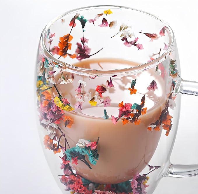 NBHUZEHUA Double Wall Coffee Mugs Set of 2 Insulated Glass Cup Set Newly Wed Engagement Anniversary His and Hers Gifts for Couples