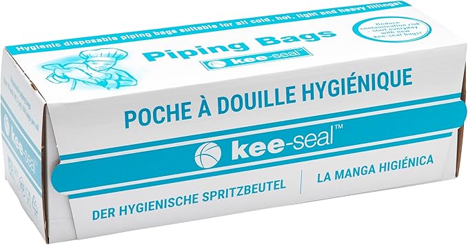 KEE-SEAL Disposable Pastry Bags, Piping Bag with Grip Tight Outer Surface, Smooth-Flow Interior, Easy Tear Perforation, Convenient Dispenser Box, 18-Inch, Clear