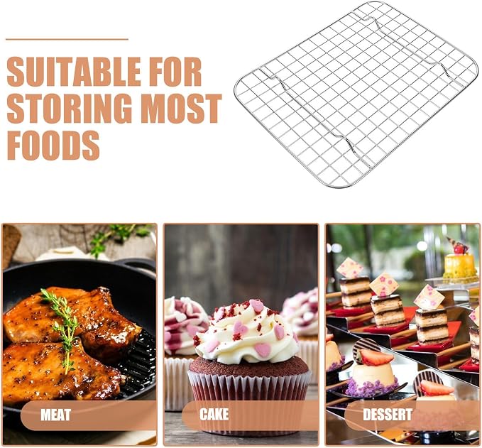MAGICLULU Stainless Steel Bbq Grill Rack with Thick Grid Construction for Quick Cooling and Flexible Cooking Methods, Sturdy Wire Baking and Cooling Rack Suitable for Oven, Dishwasher Safe