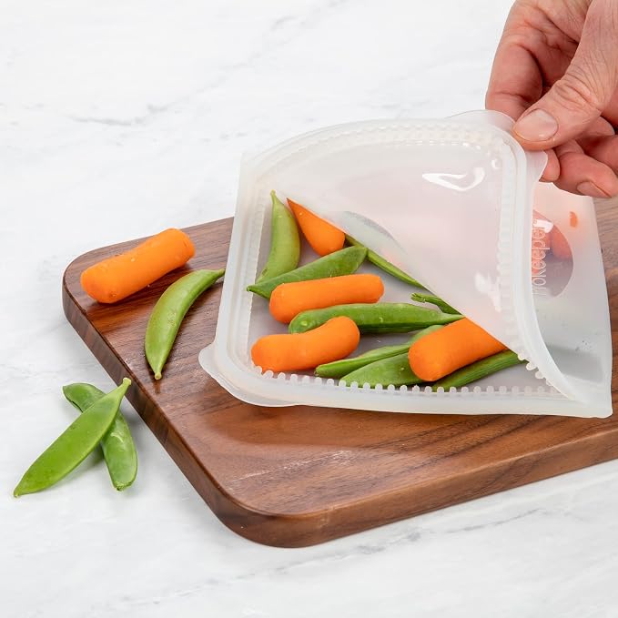 ProKeeper Dual-Zipper 100% Silicone Sandwich Bag, Clear – Reusable, Leak-Proof, Eco-Friendly Food Storage for Sandwiches and Snacks