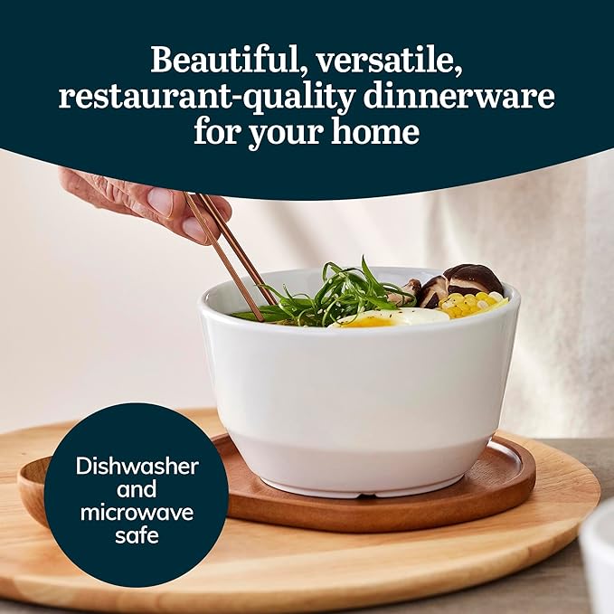 Libbey Austin 28-Oz Porcelain Soup Salad Bowl - Minimalistic Pasta Bowls Set of 4 with Speckled Finish - Stackable Porcelain Bowls for Sides, Desserts