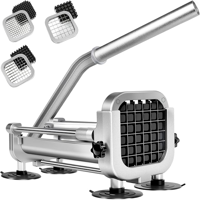 3Pcs French Fry Cutter, ZSCOOKLY Heavy Duty Potato Slicer Cutter Stainless Steel with 1/2-Inch and 1/4-Inch and 3/8-Inch Blade Great for Potatoes Carrots Cucumbers.