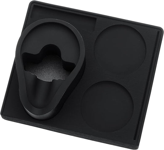 Normcore Espresso 58mm Portafilter Tamping Station, Compact Tamping Station, Barista Corner Tamping Mat With Portafilter Stand, Coffee Tamper Holder Pad, Black