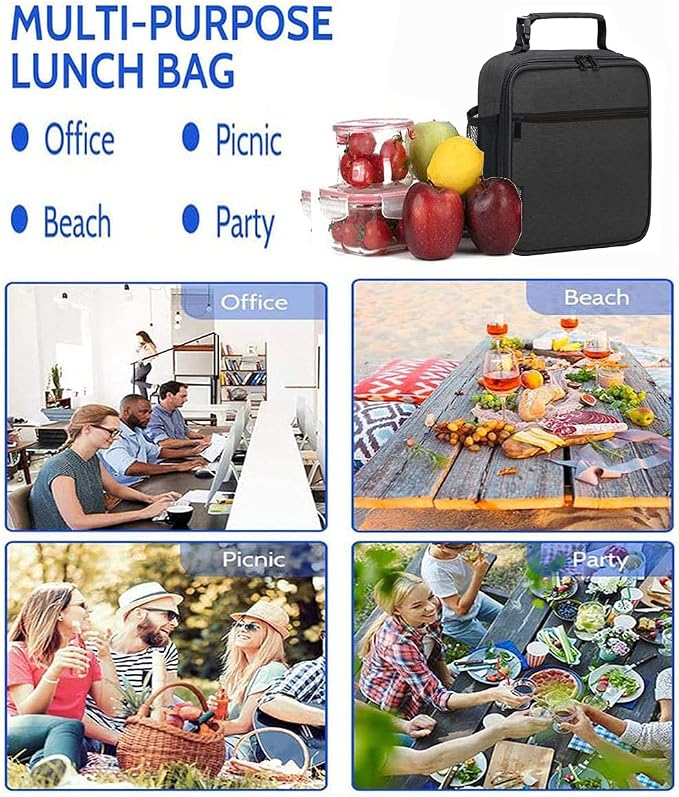Lunch Box for Men Women Adult-Small Insulated Lunch Bag for Office Hiking - Portable Reusable Lunch Box