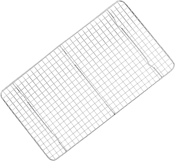 Generic Stainless Steel Cooling Rack, Baking Rack Set with Grid Hollow Design & Stable Support Feet, Dishwasher Safe, Ideal for Oven Cooking, Roasting & Grilling, 18.1x9.8inch (Silver)