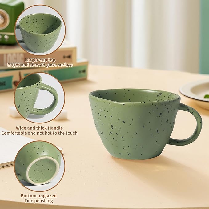 Coffee Mugs Set of 4, 13.5 oz Multicolour Ceramic Coffee Cups, Latte Mug with Large Handle for Coffee, Tea, Cocoa, Milk, Used for Microwave Ovens and Dishwashers (white)