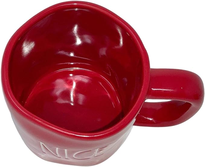 RAE DUNN RED NAUGHTY OR NICE MUG SET - Artisan Collection BY MAGENTA – 2 Pack – 1 Red Naughty Mug and 1 Red Nice Mug – Which one are you?