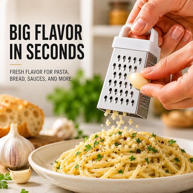 HIC Kitchen Mini Garlic Grater Slicer, Stainless Steel, Set of 2