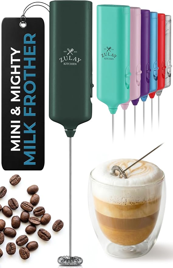 Mini & Mighty Milk Frother Wand – Powerful Handheld Coffee Frother, Battery Operated Drink Mixer – Compact Pocket Size – Detachable Whisk for Latte, Cappuccino, Matcha, Hot Chocolate