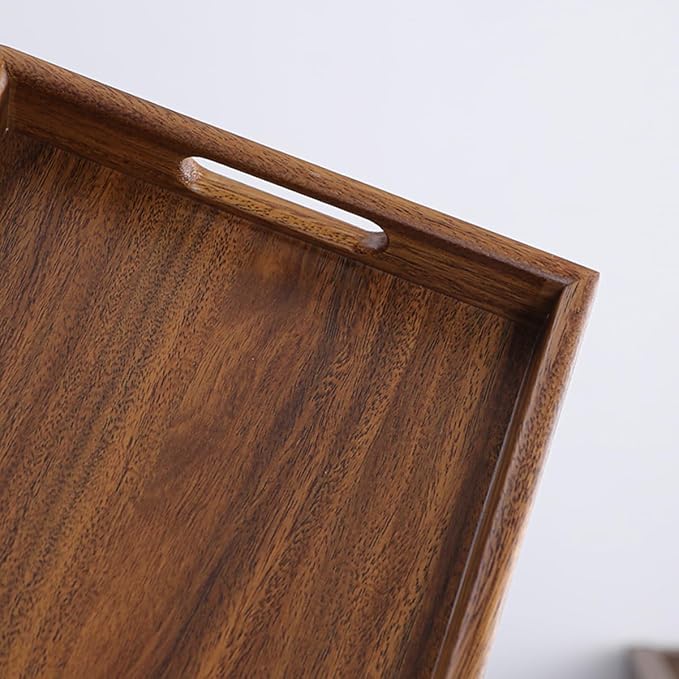 Wooden Coffee Trays with Handles Wood Serving Tray Wooden Bed Tray, Coffee Table Trays for Living Room,Wood Kitchen Tray Wood Decorative Tray with Handles