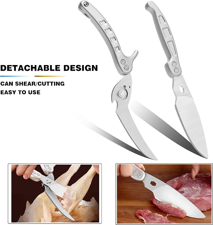 Poultry Shears Scissors Heavy Duty,Kitchen Shears,Multi-purpose Stainless Steel Kitchen Scissors for Christmas Turkey Food , Chicken,Fish,Meat,Separable easy to clean thoroughly,Dishwasher Safe.
