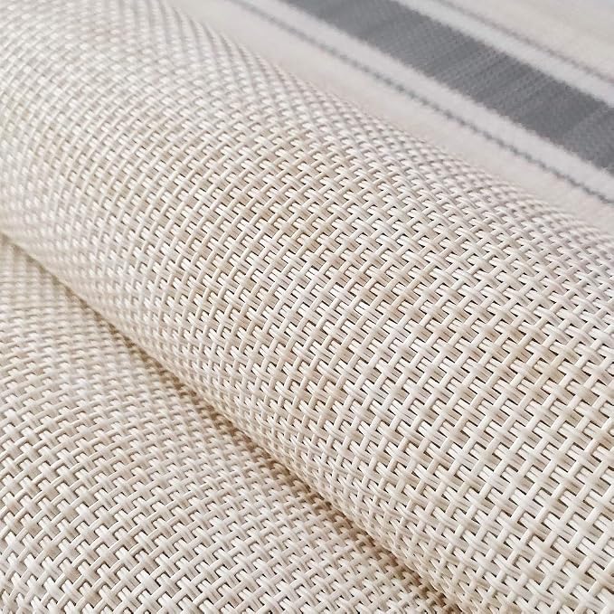 Table Mats Set of 6 Crossweave Woven Vinyl Placemats Heat Resistant Non-Slip Kitchen Placemats for Dining Table Washable Easy to Clean(Grey)