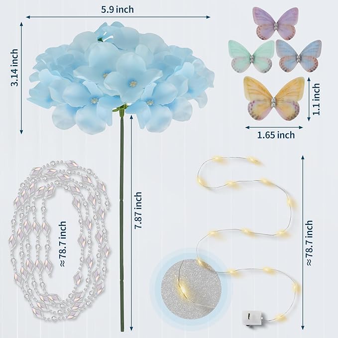 Artificial Hydrangea Flowers Bulk 64PCS with Stems Silk Hydrangea Heads for DIY Floral Arrangements, Wedding Decorations, Table Centerpieces, Home Vase Decor