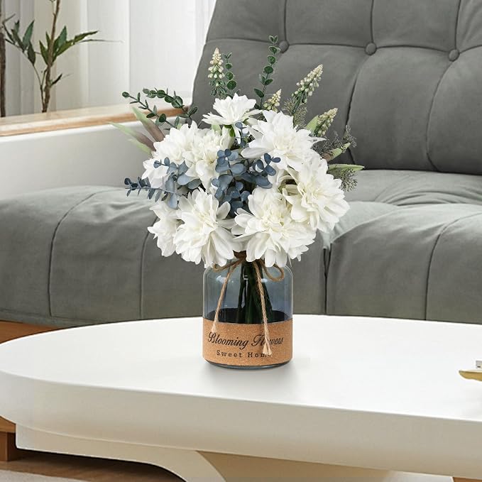Leftover Faux Flowers in Vase,Artificial Flowers,Table Centerpieces for Dining Room,Flower Centerpieces for Tables,Fake Flowers in Vase,Kitchen Table Decor,Coffee Table Decor