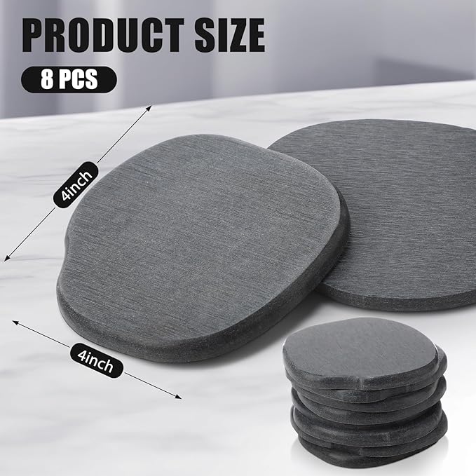 Diatomaceous Earth Coasters Set of 8，Cool Absorbent Quick-Dry Drink Coasters for Desks, Cute Modern Stone Design with Stylish Grey Aesthetic (8, Grey)