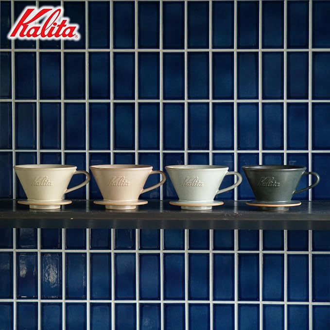 Carita Kalita Coffee Dripper Mino Ware High Heat Retention Pottery for 1 to 2 People, DACHI & KalitaMI 155, Sand Black #01107, Wave Series, Made in Japan, Drip Equipment, For 1 Person