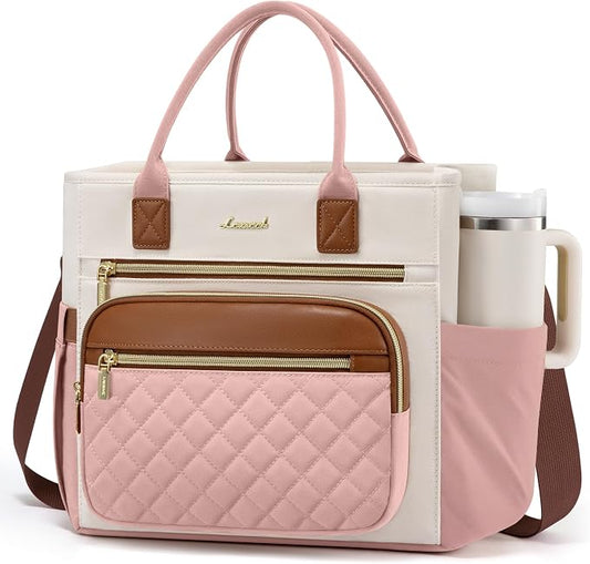 LOVEVOOK Insulated Lunch Bag Women,Wide Opening Adult Lunch Box Women with Cup Holder,Large Leakproof Cooler Bag for Work Picnic Beach Family College Mom,Lunch Teacher Tote Bag for Gift
