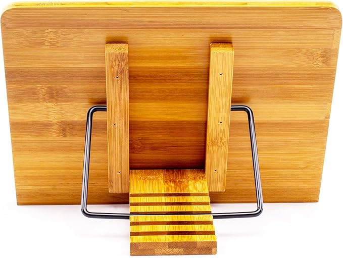 (15.4 x 11 Inch) Large Book Stand for Reading Hands Free,Recipe Cookbook Holder for Kitchen Counter,Textbook Stands for Heavy Thick Books,Bamboo Holders for Bible,Tablet,Law School,Drawing