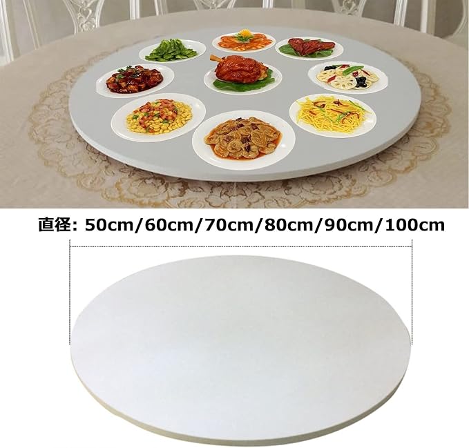 Ø50cm~100cm Lazy Susan Wooden Turntable For Round Dining Table Swivel Serving Plate - Wooden Round Rotating Serving Tray For Kitchen, Smooth Surface, Smooth Rotation, Easy Clean (Color : Black, Size
