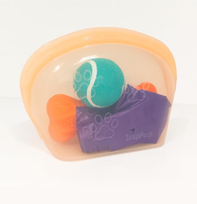 MODERN-X SnapPack Premium Silicone Reusable Pet Storage Stand-Up Bags, Pet Duo Set, Microwave, Dishwasher, Oven and Freezer Safe, BPA Free, Leak-free, and Eco-friendly (Single - Peach 1000ml) | Silicone Travel Bag